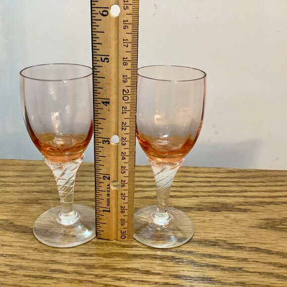 4 Stemmed Cordial Glasses 4 " - Picture 2 of 4